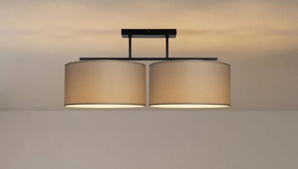 Deckenlampe blendarm Leinen Schwarz E27 L:70 cm