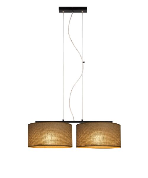 Pendelleuchte Leinen Schwarz Natur E27 L:70 cm