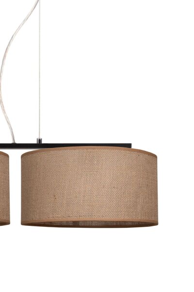 Pendelleuchte Leinen Schwarz Natur E27 L:70 cm