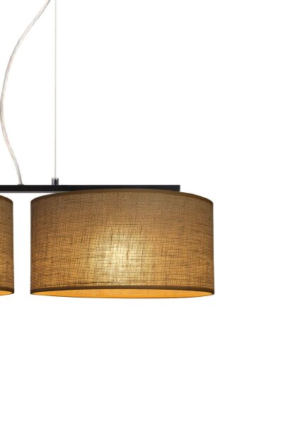 Pendelleuchte Leinen Schwarz Natur E27 L:70 cm