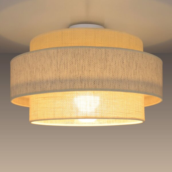 Deckenlampe Jute Weiß Creme E27 Ø40 cm gemütlich