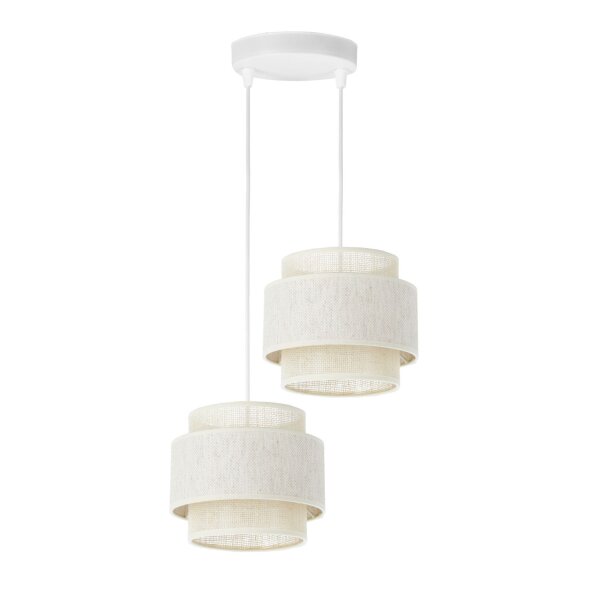 Pendelleuchte Jute Weiß Creme E27 Ø30 cm gemütlich