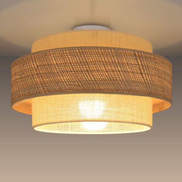 Deckenlampe Jute Weiß Natur E27 Ø40 cm gemütlich