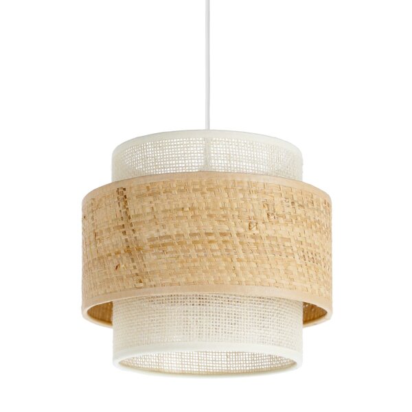 Pendelleuchte Jute Weiß Natur E27 Ø20 cm gemütlich