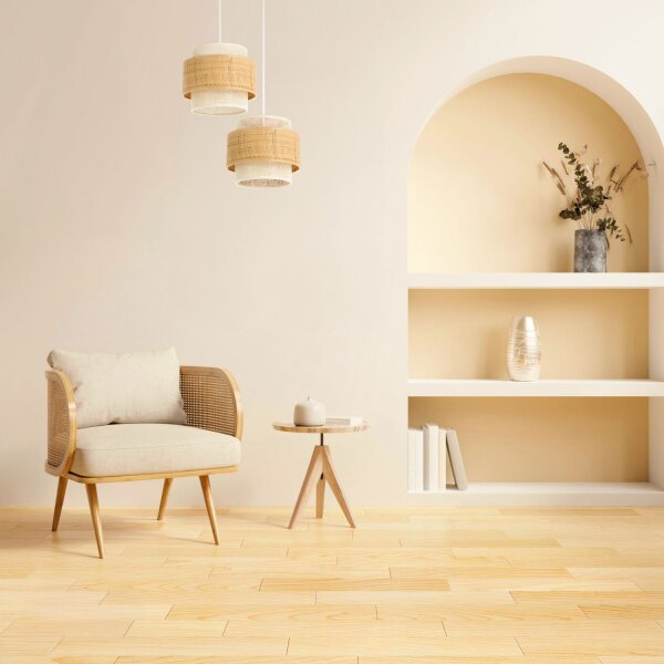 Pendelleuchte Jute Weiß Natur E27 Ø30 cm gemütlich