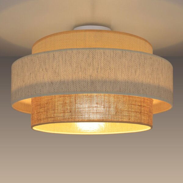 Deckenlampe Jute Weiß Natur E27 Ø40 cm dekorativ
