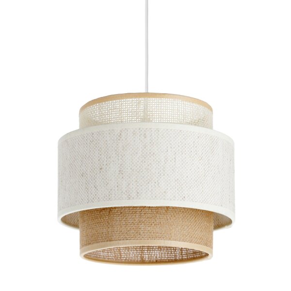 Pendelleuchte Jute Weiß Natur E27 Ø20 cm dekorativ