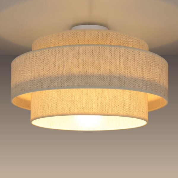 Deckenlampe blendarm Jute Weiß E27 Ø40 cm wohnlich