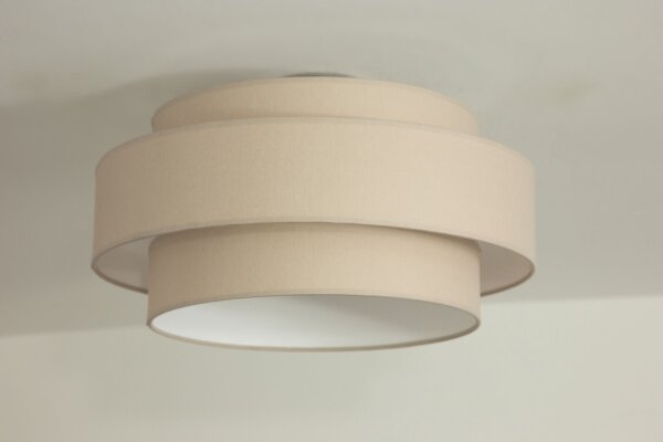 Deckenlampe Stoff Weiß Beige E27 Ø40 cm gemütlich