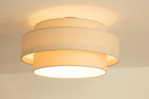 Deckenlampe Stoff Weiß Beige E27 Ø40 cm gemütlich