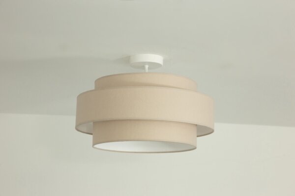 Deckenlampe Stoff Weiß Beige E27 Ø40 cm dekorativ