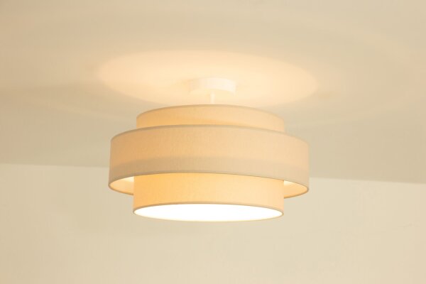 Deckenlampe Stoff Weiß Beige E27 Ø40 cm dekorativ
