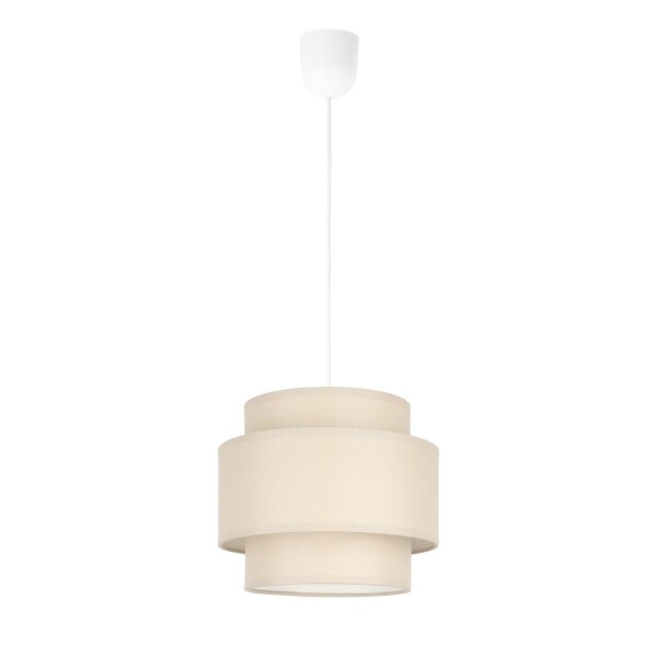 Pendelleuchte Stoff Weiß Beige E27 Ø20 cm wohnlich