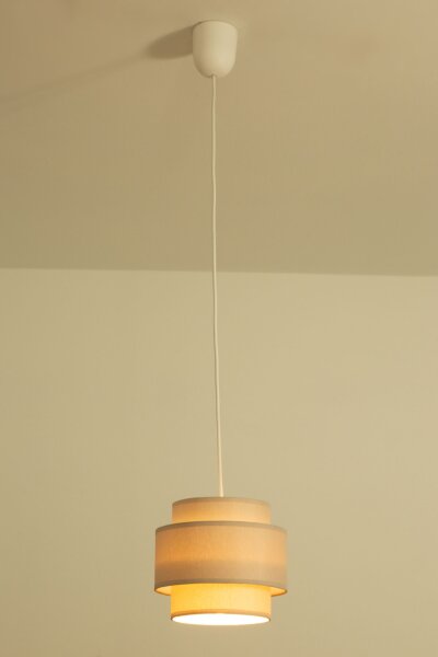 Pendelleuchte Stoff Weiß Beige E27 Ø20 cm wohnlich