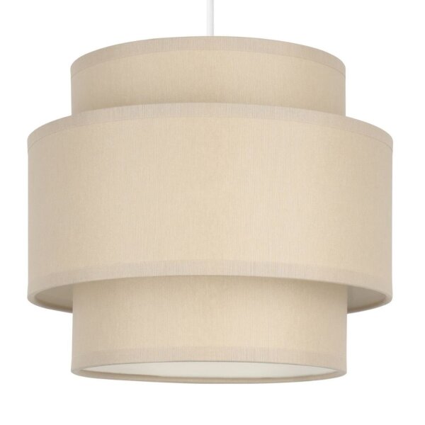 Pendelleuchte Stoff Weiß Beige E27 Ø20 cm wohnlich