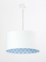 Pendelleuchte KIRA Wei&szlig; Blau Stoff Retro Esstisch