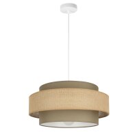 Pendelleuchte Stoff Wei&szlig; Beige E27 &Oslash;40 cm wohnlich