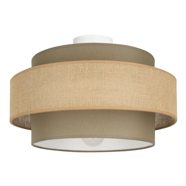 Deckenlampe Stoff Beige Weiß E27 Ø40 cm gemütlich