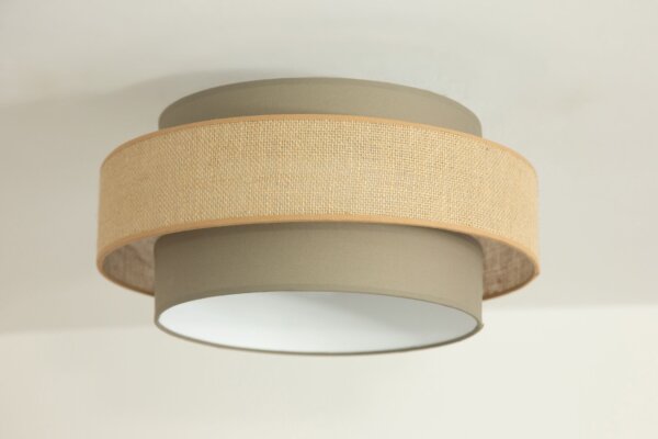 Deckenlampe Stoff Beige Weiß E27 Ø40 cm gemütlich