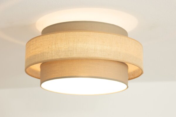 Deckenlampe Stoff Beige Weiß E27 Ø40 cm gemütlich