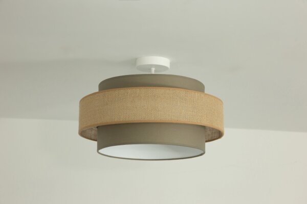 Deckenlampe Stoff Beige Weiß E27 Ø40 cm dekorativ