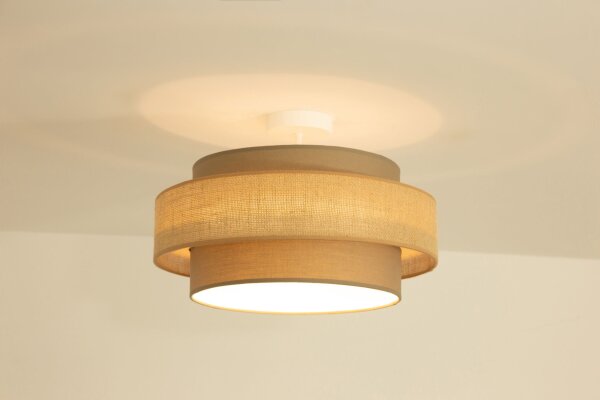Deckenlampe Stoff Beige Weiß E27 Ø40 cm dekorativ