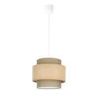 Pendelleuchte Stoff Wei&szlig; Beige E27 &Oslash;20 cm blendarm