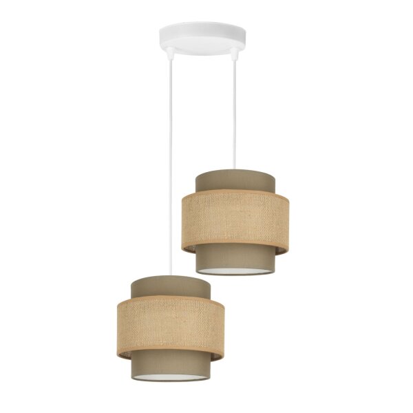 Pendelleuchte Stoff Weiß Beige E27 Ø30 cm blendarm