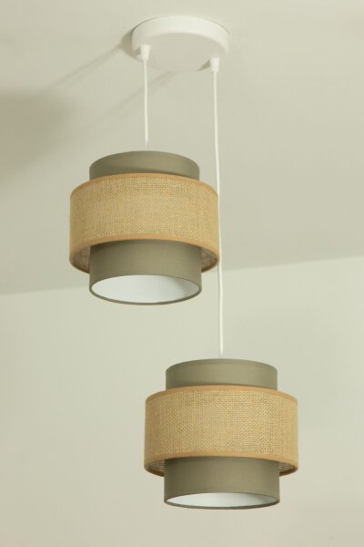 Pendelleuchte Stoff Weiß Beige E27 Ø30 cm blendarm