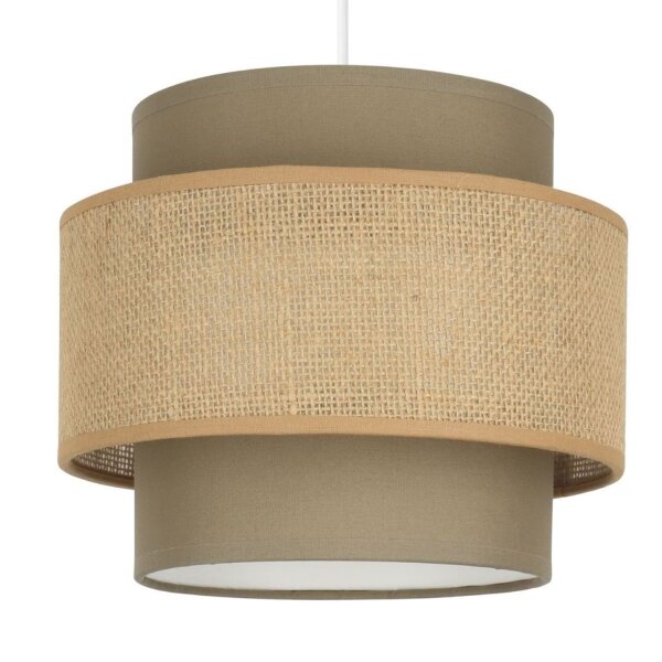 Pendelleuchte Stoff Weiß Beige E27 Ø30 cm blendarm
