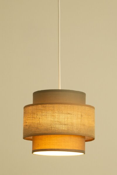 Pendelleuchte Stoff Weiß Beige E27 Ø30 cm blendarm