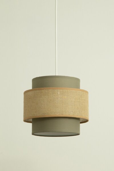 Pendelleuchte Stoff Weiß Beige E27 Ø30 cm blendarm