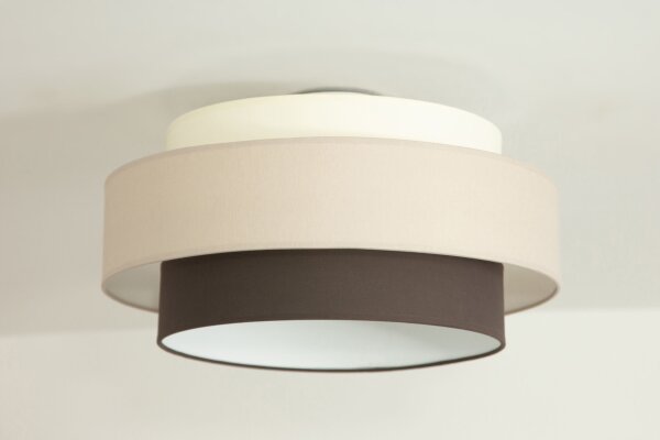 Deckenlampe Stoff Weiß Ecru Beige E27 Ø40 cm wohnlich