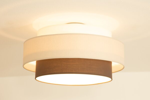 Deckenlampe Stoff Weiß Ecru Beige E27 Ø40 cm wohnlich