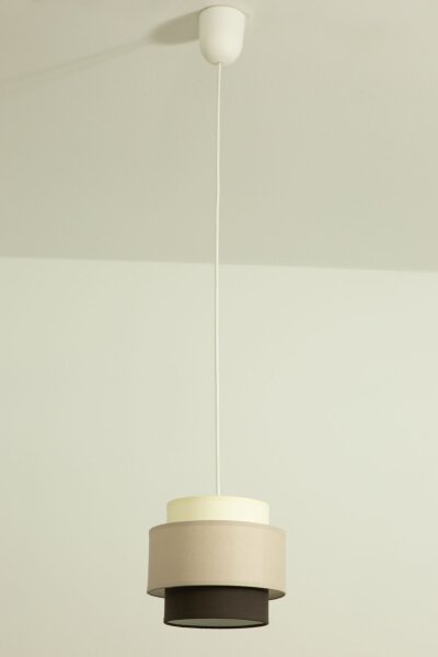 Pendelleuchte Stoff Weiß Ecru Beige E27 Ø20 cm