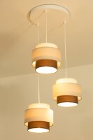Pendelleuchte Stoff Weiß Ecru Beige E27 Ø45 cm