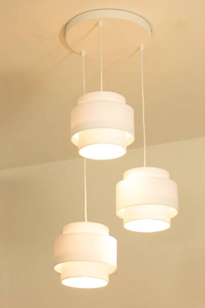 Hängelampe blendarm Stoff Weiß E27 Ø45 cm wohnlich