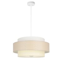 Pendelleuchte Stoff Weiß Hellbeige E27 Ø40 cm