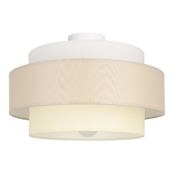 Deckenlampe Stoff Weiß Hellbeige E27 Ø40 cm wohnlich