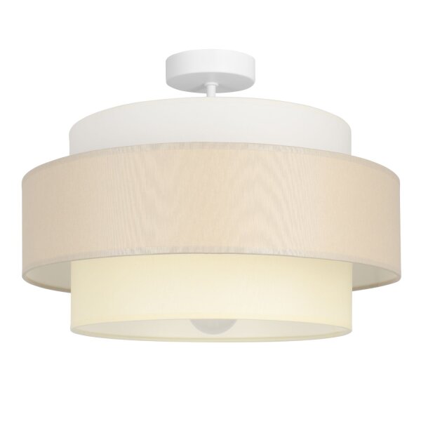 Deckenlampe Stoff Weiß Hellbeige E27 Ø40 cm blendarm
