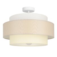 Deckenlampe Stoff Wei&szlig; Hellbeige E27 &Oslash;40 cm blendarm