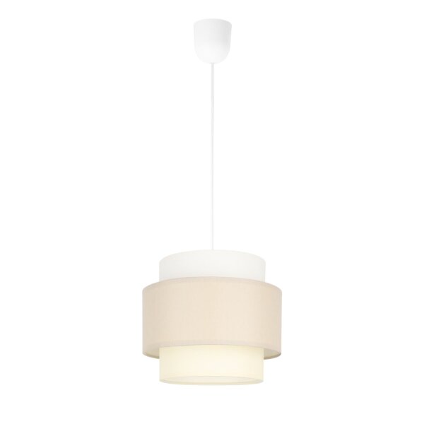 Pendelleuchte Stoff Weiß Hellbeige E27 Ø20 cm