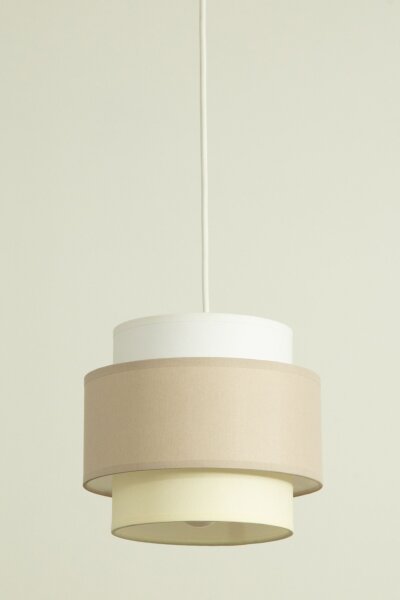 Pendelleuchte Stoff Weiß Hellbeige E27 Ø20 cm