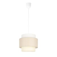 Pendelleuchte Stoff Weiß Hellbeige E27 Ø20 cm