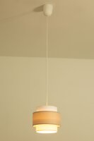 Pendelleuchte Stoff Weiß Hellbeige E27 Ø20 cm