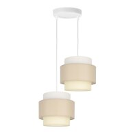 Pendelleuchte Stoff Weiß Hellbeige E27 Ø30 cm