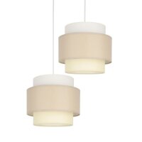 Pendelleuchte Stoff Weiß Hellbeige E27 Ø30 cm