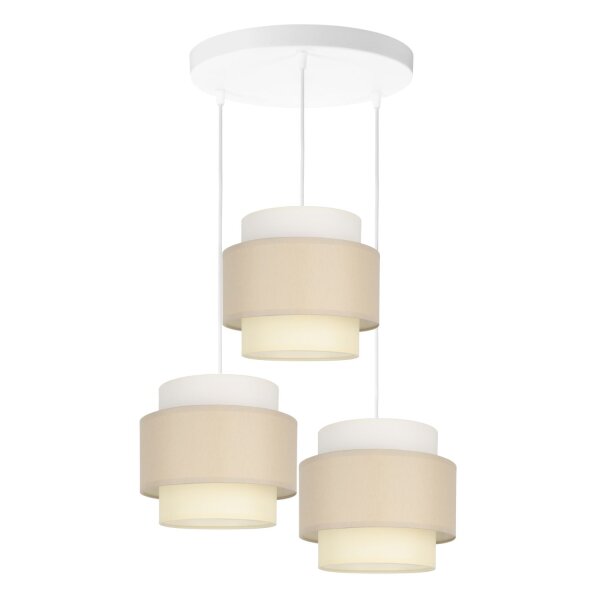 Pendelleuchte Stoff Weiß Hellbeige E27 Ø45 cm