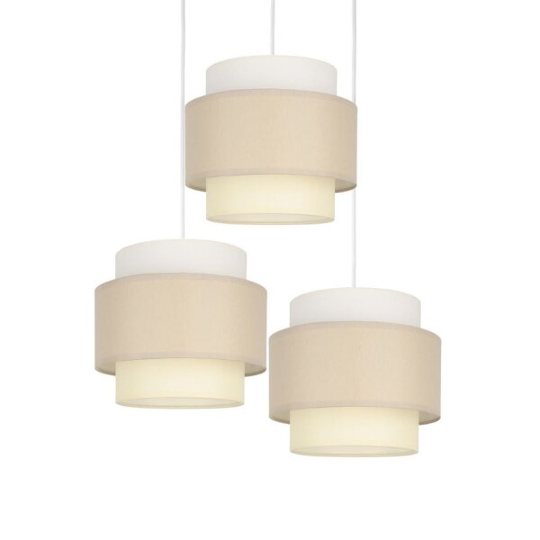 Pendelleuchte Stoff Weiß Hellbeige E27 Ø45 cm