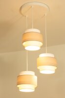 Pendelleuchte Stoff Weiß Hellbeige E27 Ø45 cm